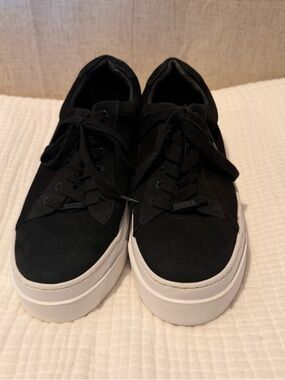 J/Slides White Platform Sneaker with black suede body